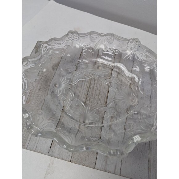 Vintage Mikasa Walther Crystal Centerpiece Bowl Bows Ribbons Roses Flowers - Picture 3 of 6